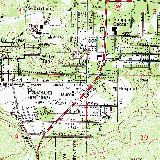 Topographic Map of Gila County Sheriff's Office Payson Substation, AZ