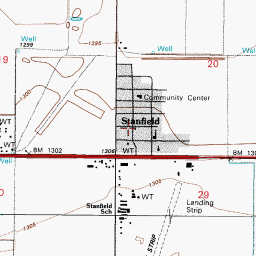 Topographic Map of Pinal County Sheriff's Office Stanfield Region C, AZ