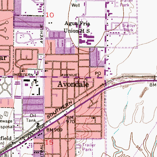 Topographic Map of Avondale Police Department Old Town Substation, AZ
