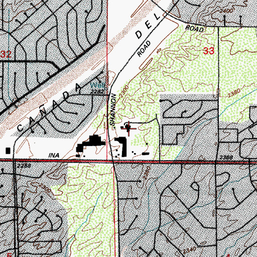 Topographic Map of Pima County Sheriff's Office Foothills District, AZ