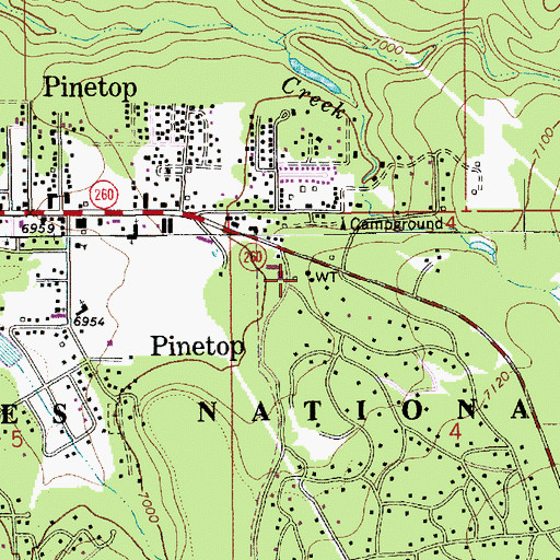 Topographic Map of Navajo County Sheriff's Office Pinetop, AZ