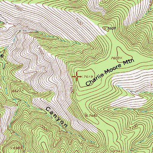 Topographic Map of Charlie Moore Mountain, AZ