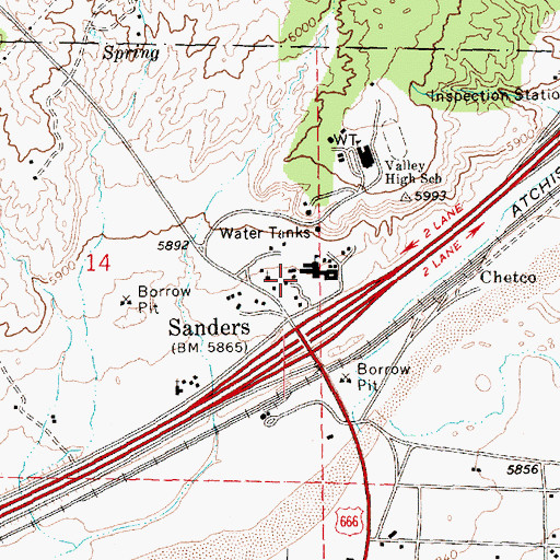 Topographic Map of Apache County Sheriff's Office Sanders, AZ