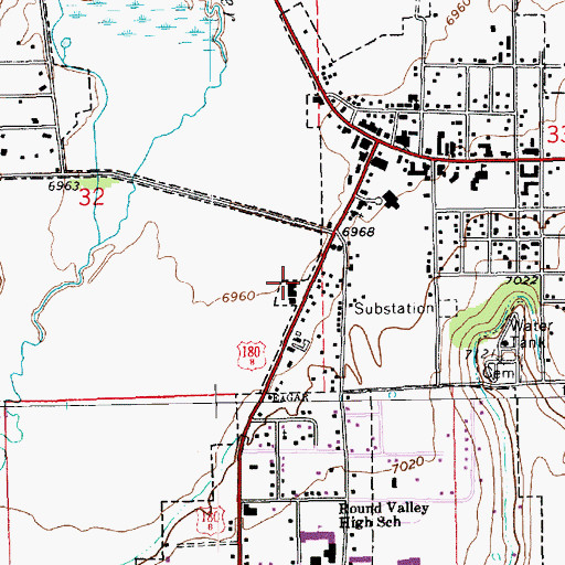 Topographic Map of Apache County Sheriff's Office Round Valley, AZ