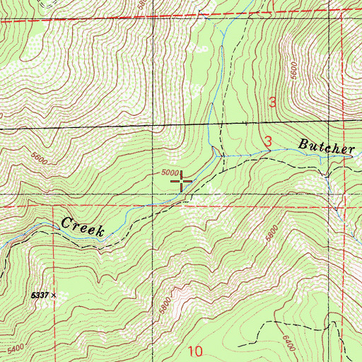 Topographic Map of Butcher Ranch Trail, CA