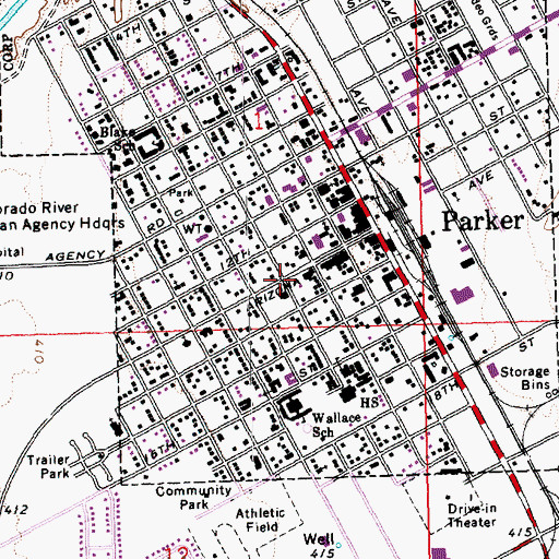 Topographic Map of La Paz County Sheriff's Department, AZ