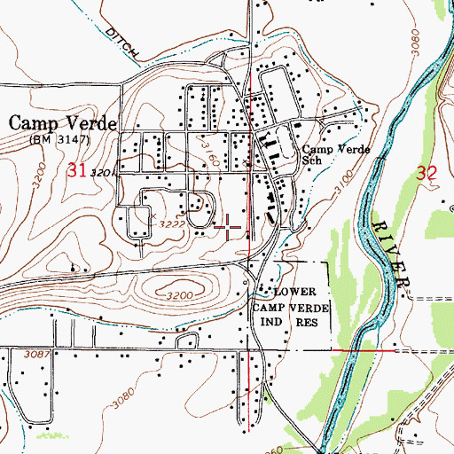 Topographic Map of Camp Verde Marshal's Office, AZ