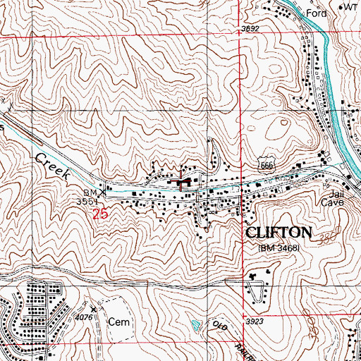 Topographic Map of Clifton Police Department, AZ