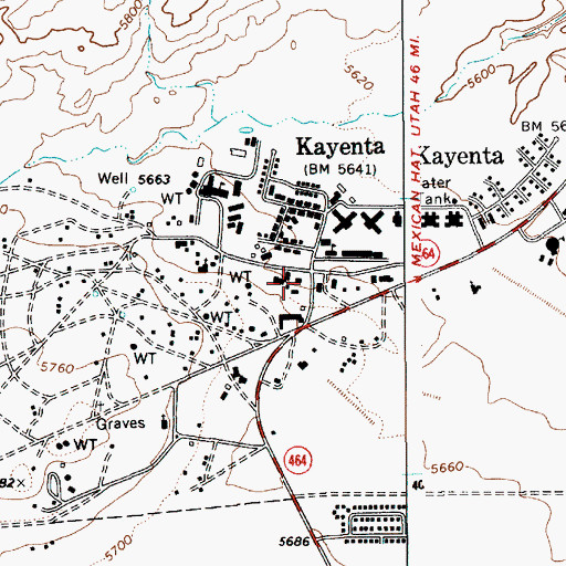 Topographic Map of Black Mesa Police Department, AZ