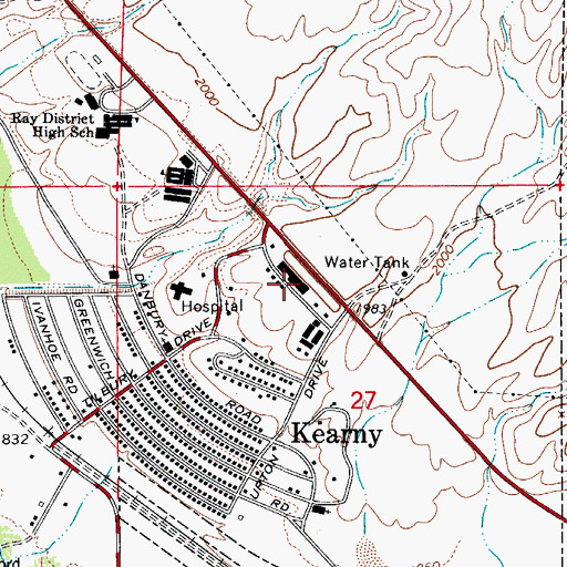 Topographic Map of Pinal County Sheriff's Office Kearny Region B, AZ