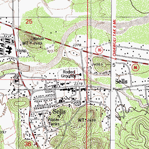 Topographic Map of Tohono O'odham Nation Police, AZ