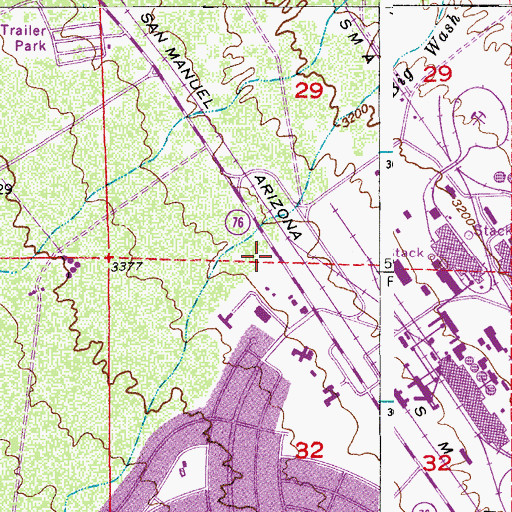 Topographic Map of Pinal County Sheriff's Office San Manuel Region B, AZ