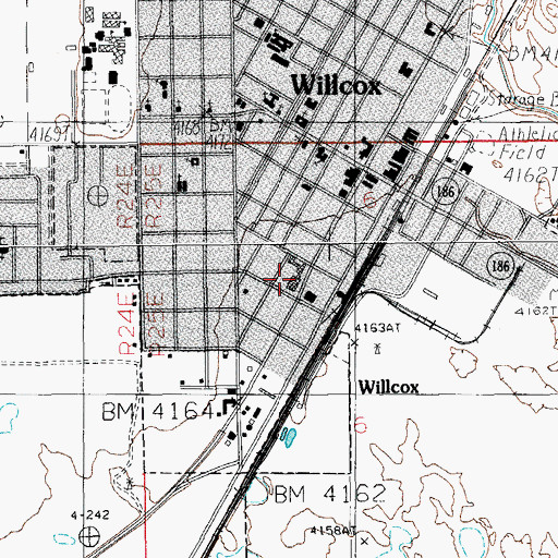 Topographic Map of Cochise County Sheriff's Office Wilcox District, AZ
