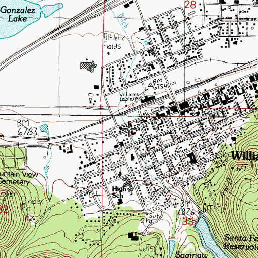 Topographic Map of Williams Police Department, AZ