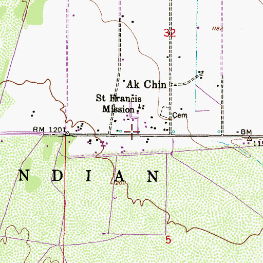 Topographic Map of Ak Chin Indian Police Department, AZ