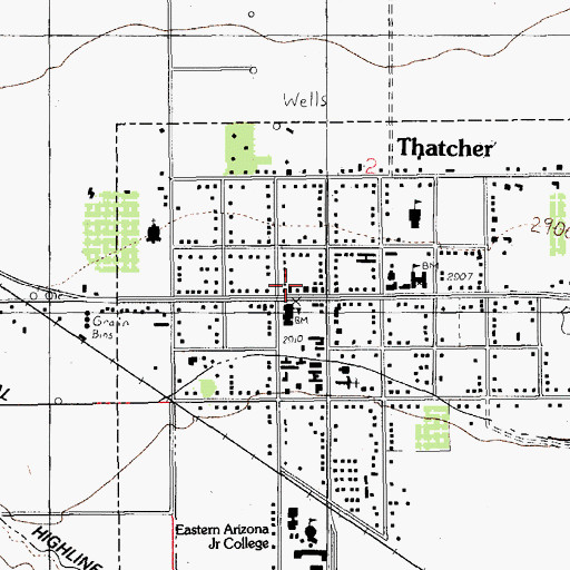 Topographic Map of Thatcher Police Department, AZ