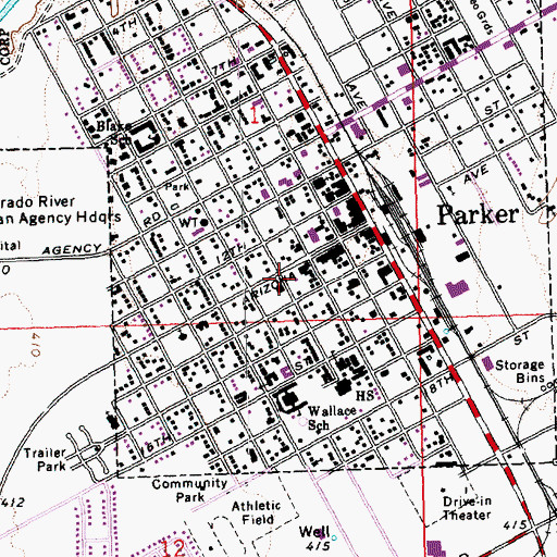 Topographic Map of La Paz County Jail, AZ