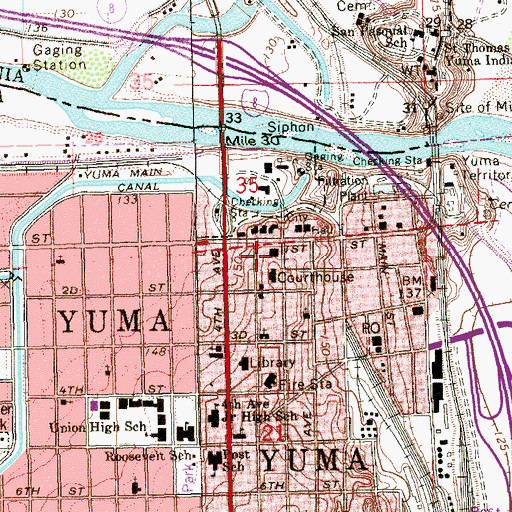 Topographic Map of Yuma County Adult Detention Center, AZ