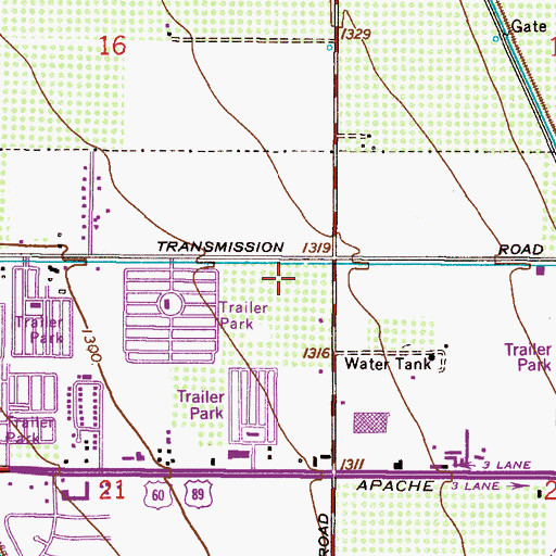 Topographic Map of Mesa Police Department Red Mountain Station, AZ