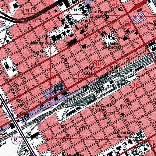 Topographic Map of Birmingham Police Department Central Headquarters, AL