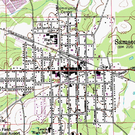 Topographic Map of Samson Police Department, AL