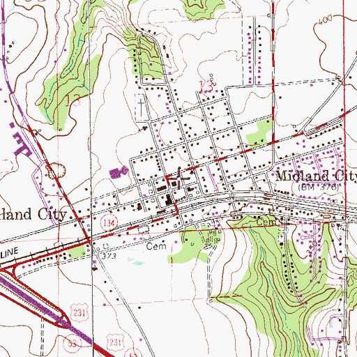 Topographic Map of Midland City Police Department, AL