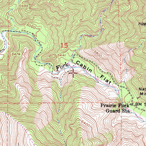 Topographic Map of Cabin Flat Campground, CA