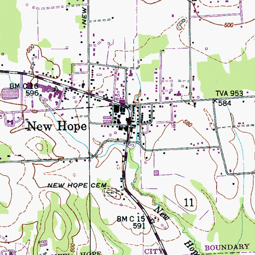 Topographic Map of New Hope Police Department, AL