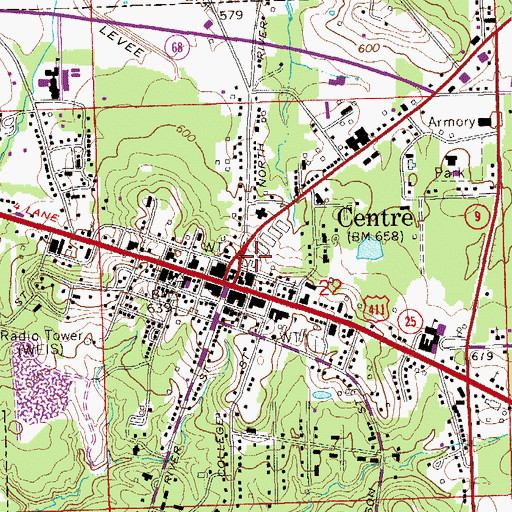 Topographic Map of Cherokee County Sheriff's Office, AL