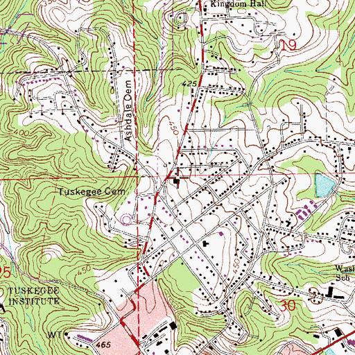 Topographic Map of Tuskegee Police Department, AL