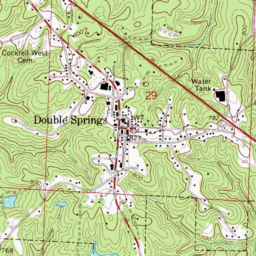 Topographic Map of Double Springs Police Department, AL
