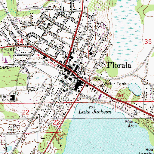 Topographic Map of Florala Police Department, AL