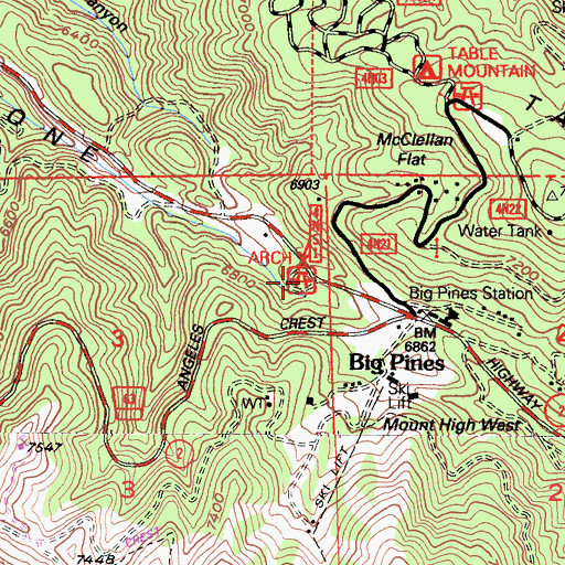 Topographic Map of Arch Picnic Ground, CA