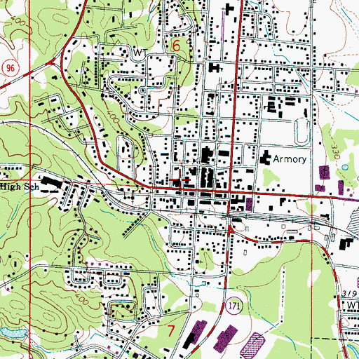 Topographic Map of Fayette County Sheriff's Office, AL