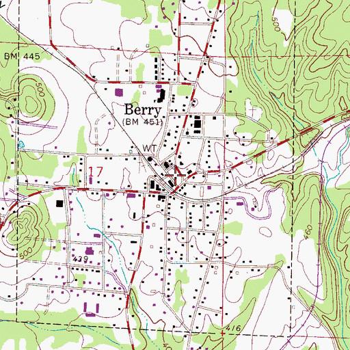 Topographic Map of Berry Police Department, AL