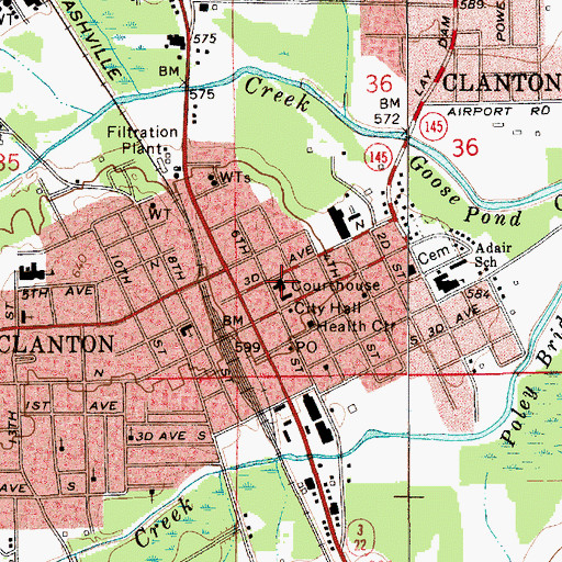 Topographic Map of Chilton County Sheriff, AL