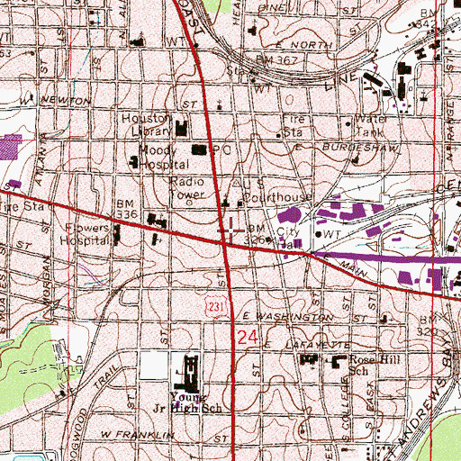 Topographic Map of Houston County Sheriff's Office, AL