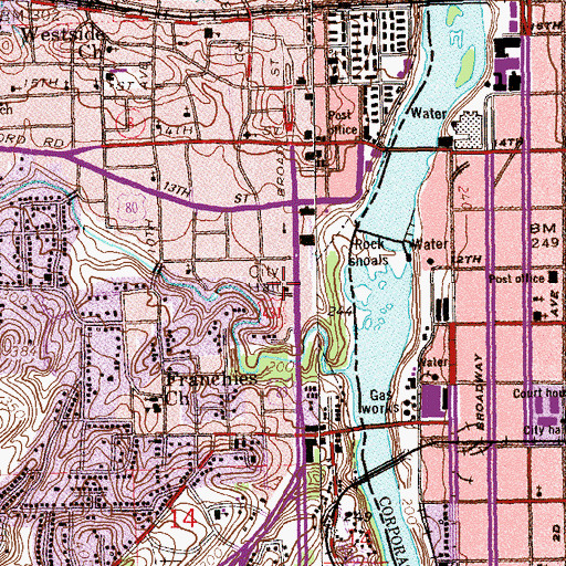 Topographic Map of Phenix City Police Department, AL