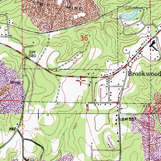 Topographic Map of Brookwood Police Department, AL