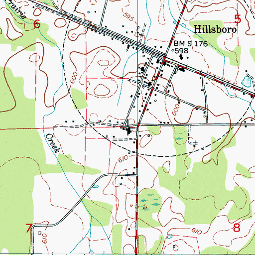 Topographic Map of Hillsboro Police Department, AL