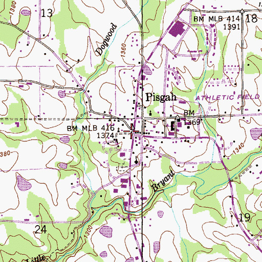 Topographic Map of Pisgah Police Department, AL