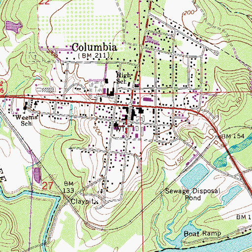 Topographic Map of Columbia Police Department, AL