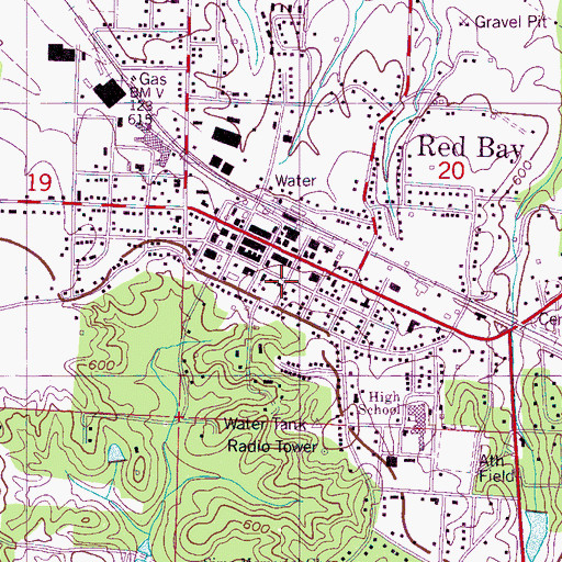 Topographic Map of Red Bay Police Department, AL