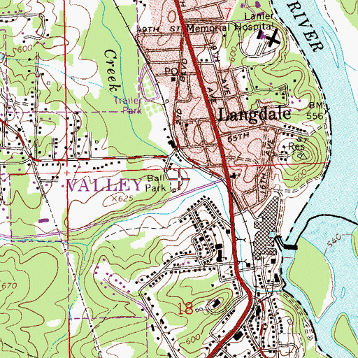 Topographic Map of Valley Police Department, AL