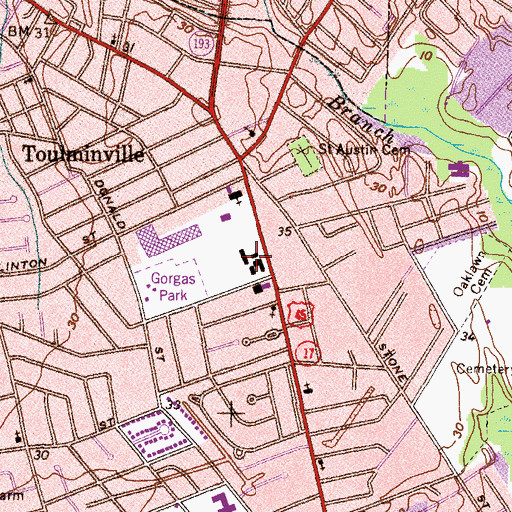 Topographic Map of Mobile Police Department Precinct 3, AL