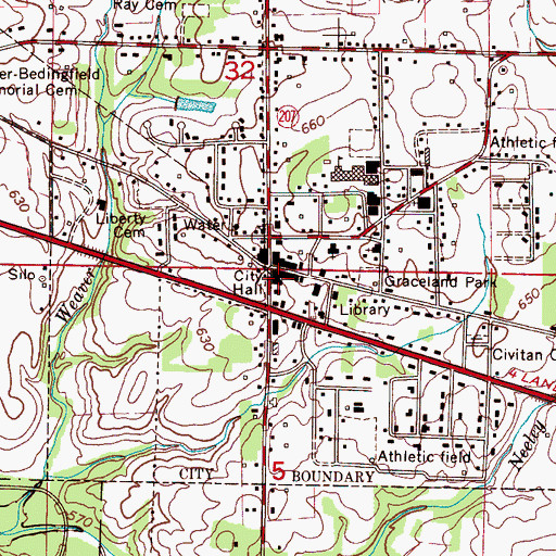 Topographic Map of Rogersville Police Department, AL