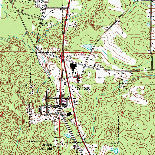Topographic Map of Silas Police Department, AL