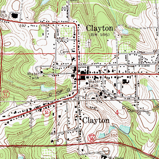 Topographic Map of Clayton Police Department, AL