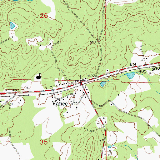 Topographic Map of Vance Police Department, AL