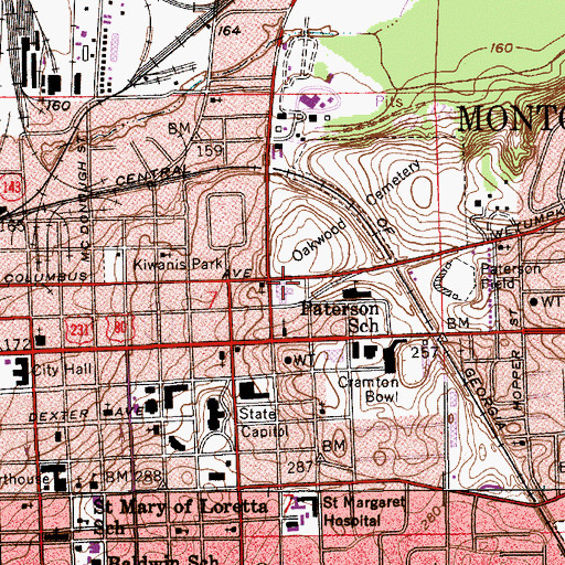 Topographic Map of Montgomery Police Department, AL